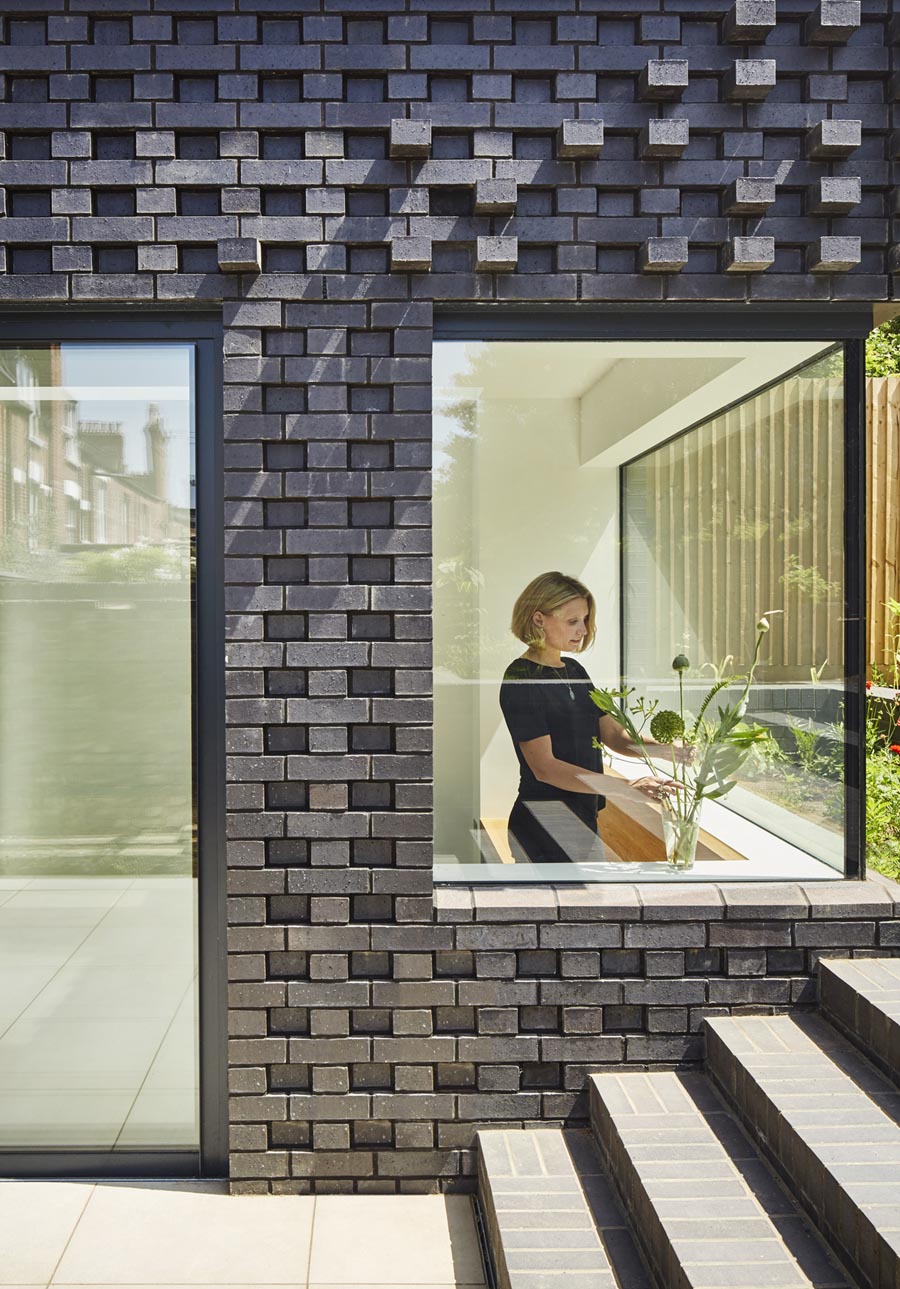 Textured brickwork on a residential extension
